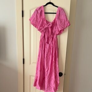 Pink Dress with Open Back Bow Detail
